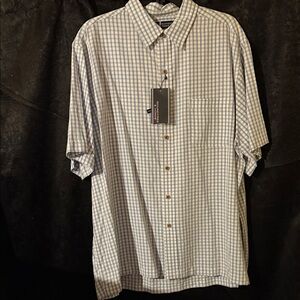 Roundtree& York Men's White and Blue Plaid Shirt XL